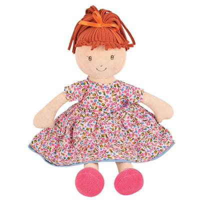 Emmy Lu - Orange Hair in Pink Print Dress- Organic Doll - Lemon And Lavender Toronto