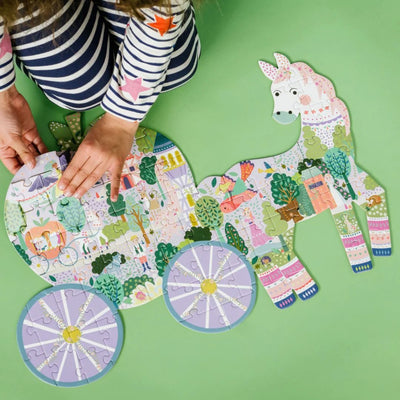 Fairy Tale 80pc Horse & Carriage Shaped Jigsaw with Shaped Box - Lemon And Lavender Toronto