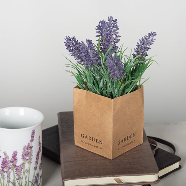 Faux Lavender in a Paper Pot Decor - Lemon And Lavender Toronto