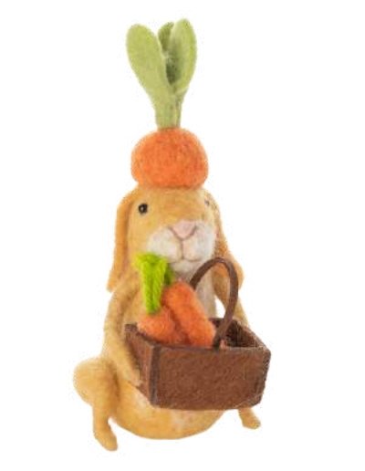 Felt Bunny With Carrot Top Hat and Market Basket - Lemon And Lavender Toronto