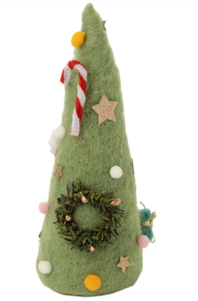 Felt cone tree with assorted Christmas decorations - Lemon And Lavender Toronto