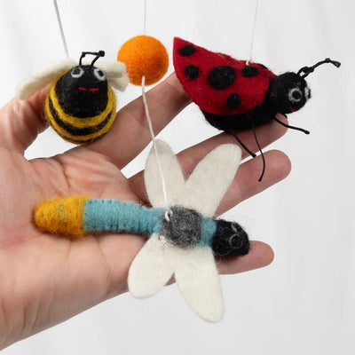 Felt Mobile Garden Friends Frog, Butterfly, Snail, Dragonfly - Lemon And Lavender Toronto