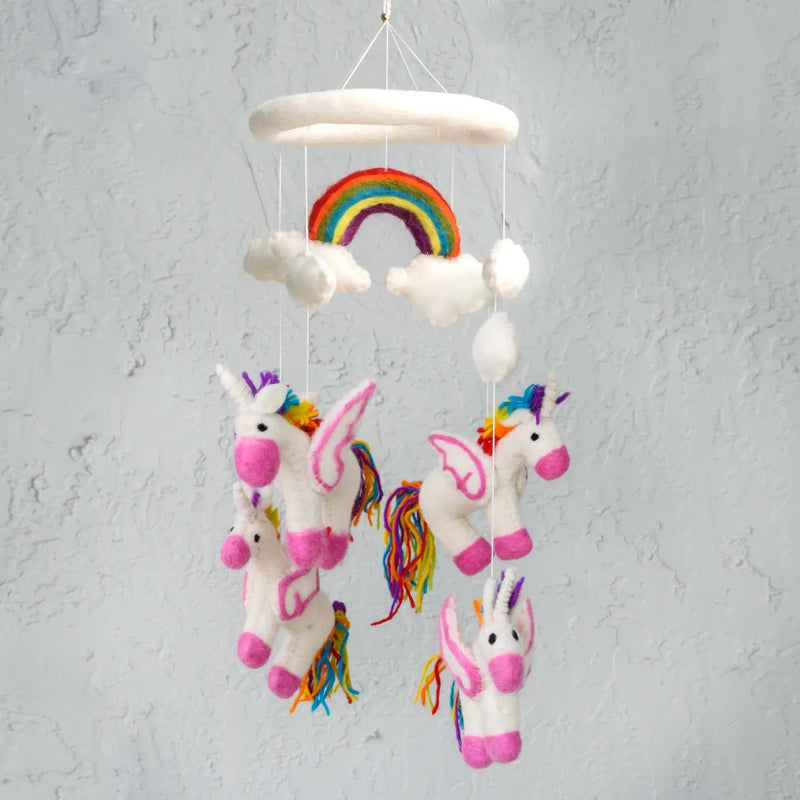 Felt Mobile -Rainbow and Unicorns - Lemon And Lavender Toronto