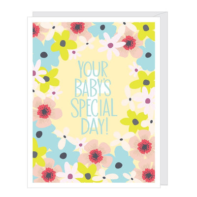 Floral Cross Baby Christening/Baptism Card - Lemon And Lavender Toronto