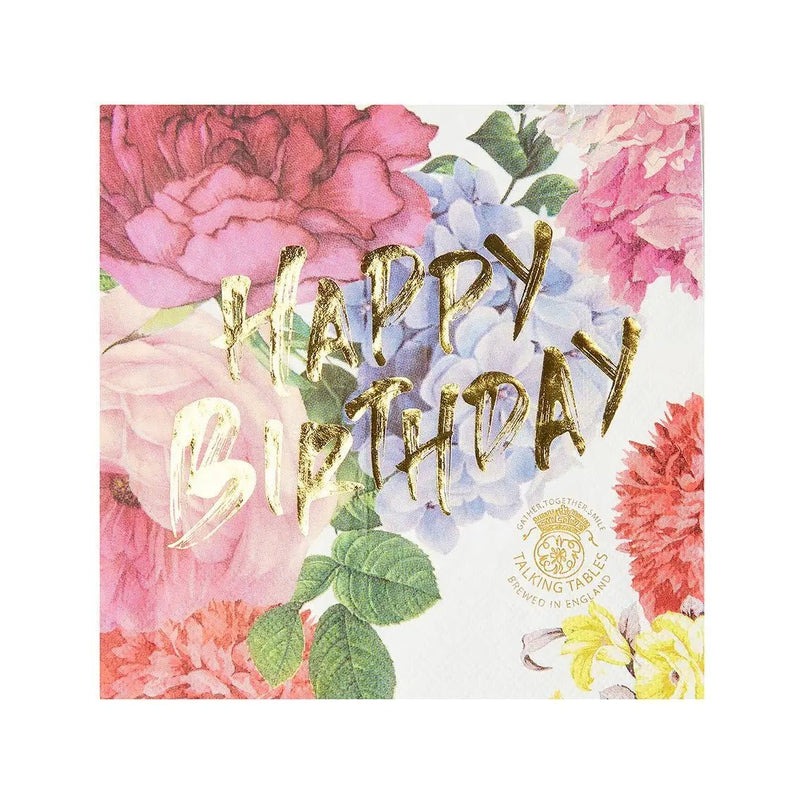 Floral Happy Birthday Napkins - 20 Pack - Lemon And Lavender Toronto