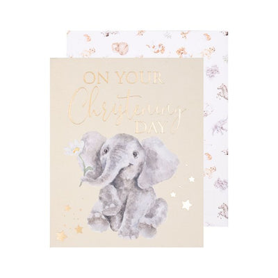For You Christening Elephant Card - Lemon And Lavender Toronto
