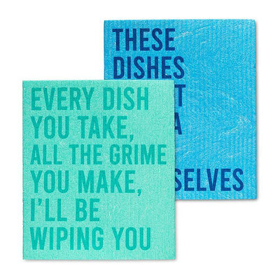 Funny Text Dishcloths. Set of 2 - Lemon And Lavender Toronto