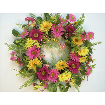Gerbera Daisies and Foliage Wreath-Larger Size - Lemon And Lavender Toronto