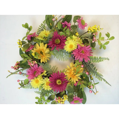 Gerbera Daisies and Foliage Wreath-Smaller Size - Lemon And Lavender Toronto