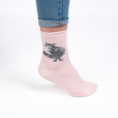 'Glamour Puss' Cat Socks - Wrendale - Lemon And Lavender Toronto
