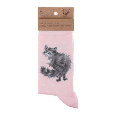 'Glamour Puss' Cat Socks - Wrendale - Lemon And Lavender Toronto