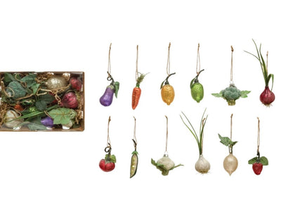 Glass Fruit and Veggie Ornaments, Boxed Set of 12 - Lemon And Lavender Toronto