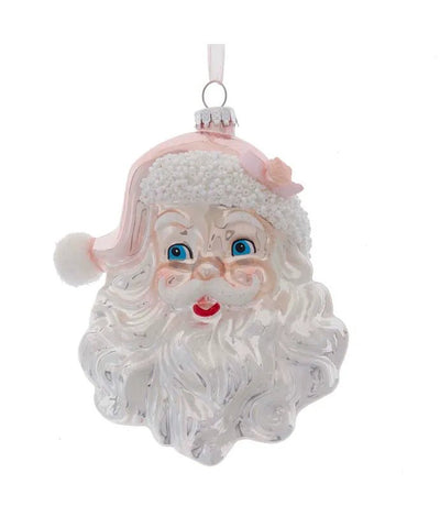 Glass Pink and Silver Santa Head Ornament - Lemon And Lavender Toronto