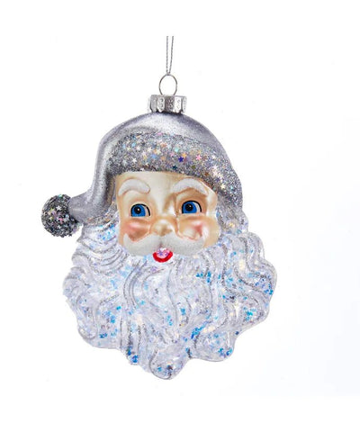 Glass Santa Face With Silver Glitter Ornament - Lemon And Lavender Toronto