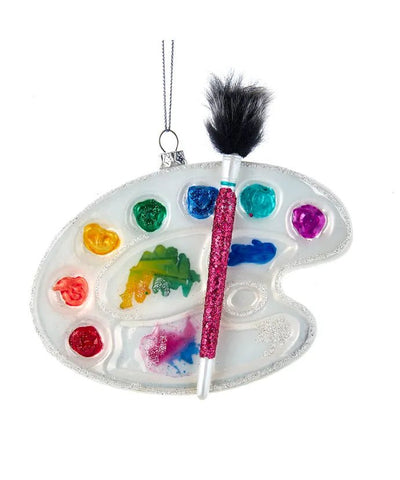 Glass Water Color Palette and Paint Brush Ornament - Lemon And Lavender Toronto