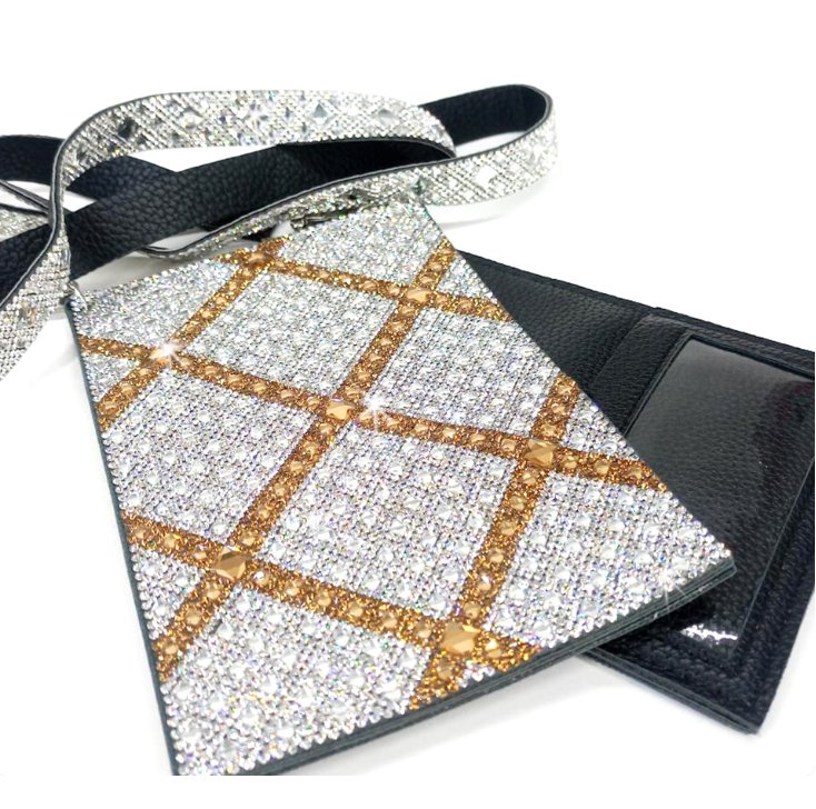 Gold Cross with Silver Background Crystal Cellphone Purse - Lemon And Lavender Toronto