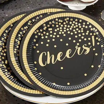 Gold Foil Cheers 9" Paper Plates - Lemon And Lavender Toronto