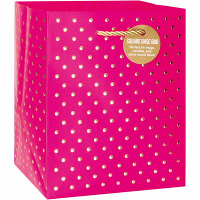 Gold Swiss Dots Medium Square Gift Bag - Magenta - Lemon And Lavender Toronto