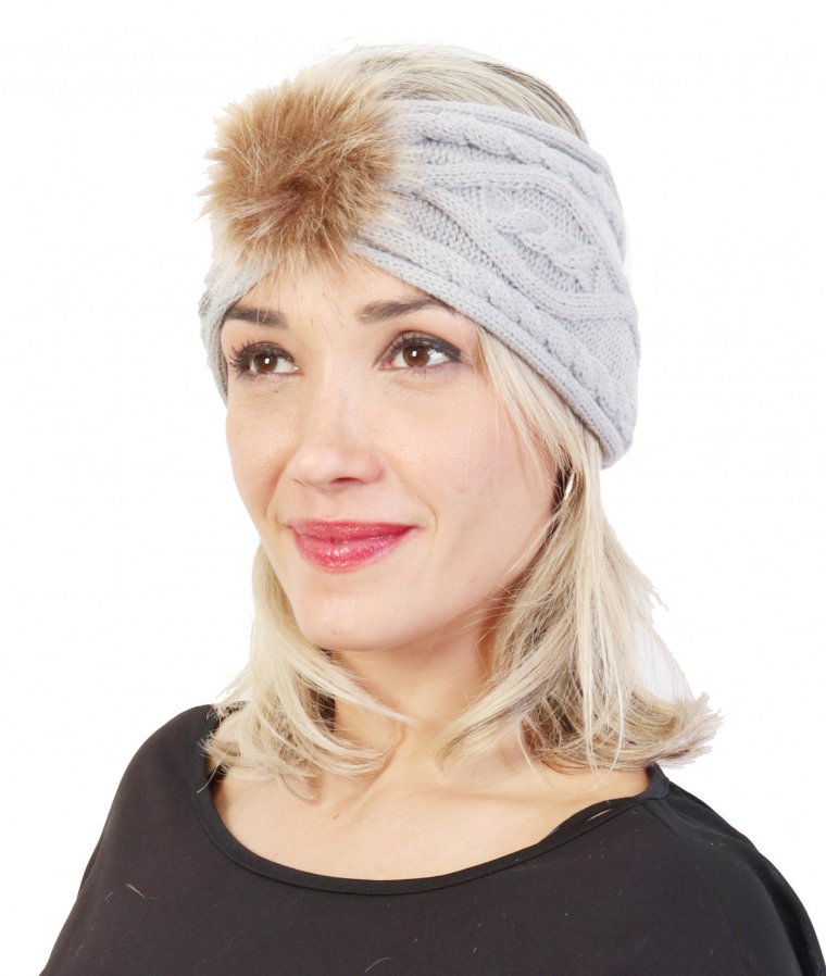 Grey Fur Pom Headband. - Lemon And Lavender Toronto