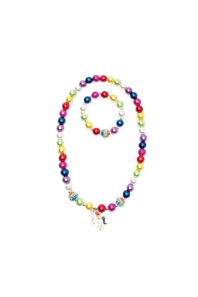 Gumball Rainbow Necklace & Bracelet Set - Lemon And Lavender Toronto
