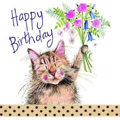 Happy Birthday Cat with Flowers - Lemon And Lavender Toronto