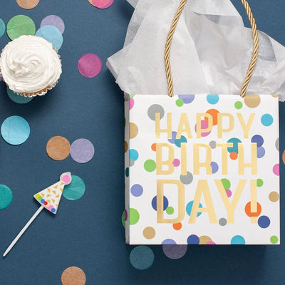 Happy Birthday Confetti Small Square Gift Bag - Lemon And Lavender Toronto