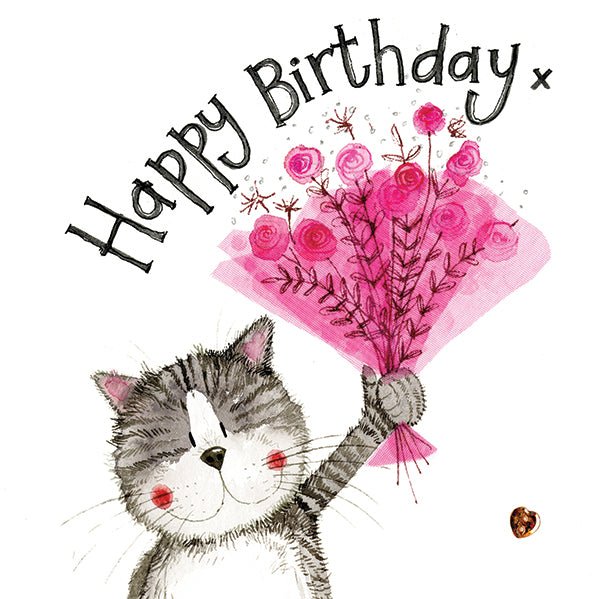 Happy Birthday Pink Bouquet - Mini Card - Lemon And Lavender Toronto