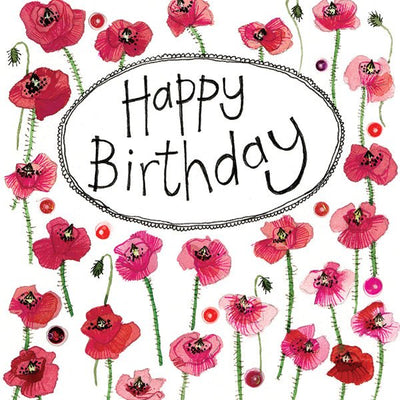 Happy Birthday Poppies - Mini Card - Lemon And Lavender Toronto