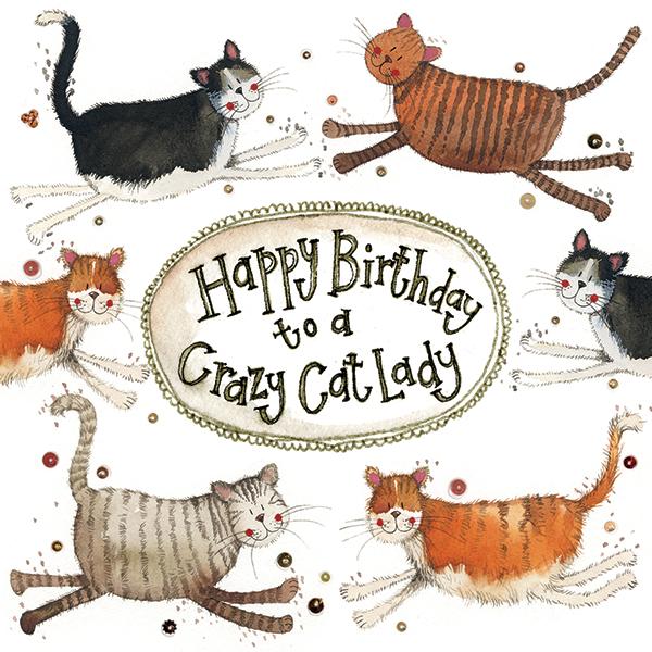 Happy Birthday to a Crazy Cat Lady- Mini Card - Lemon And Lavender Toronto
