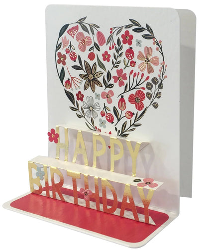 Heart Birthday Pop-up Small 3D Card - Lemon And Lavender Toronto