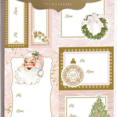 Holiday Gift Tag Blush Santa Sticker Sheets - 60 Stickers - Lemon And Lavender Toronto