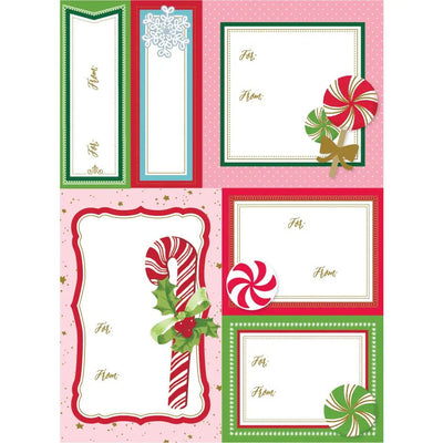 Holiday Sticker Label Sheets Candy Cane - 60 Stickers - Lemon And Lavender Toronto