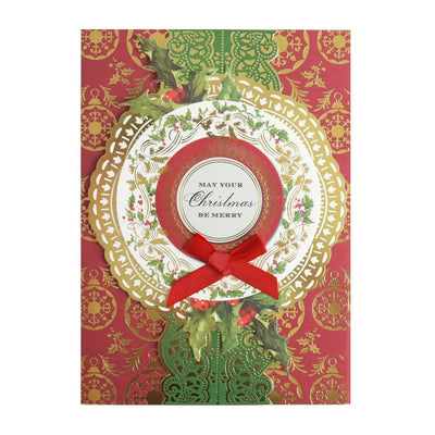 Holiday Wreath W/Red Ornament Greeting Card - Lemon And Lavender Toronto
