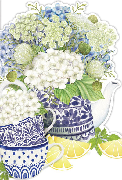 Hydrangea Teapot And Teacups Birthday Card - Lemon And Lavender Toronto