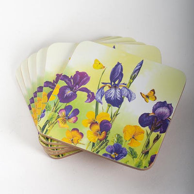 Irises Flower Coasters Set of 6 - Lemon And Lavender Toronto