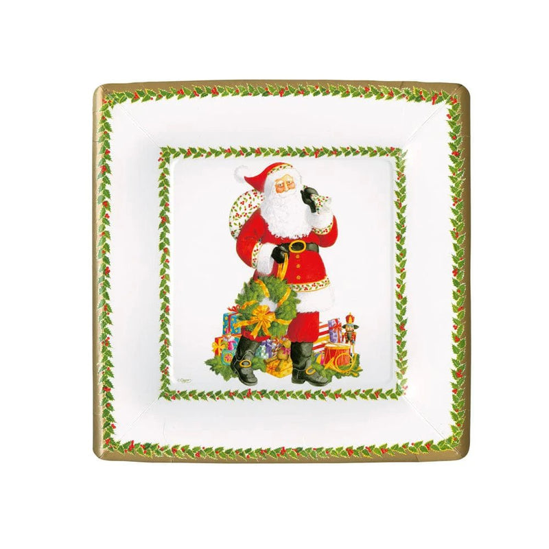 Jolly St. Nick Square Paper Salad & Dessert Plates - 8 Per Package - Lemon And Lavender Toronto