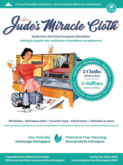 Jude's Original Miracle Cloth -2 Pack: White & Blue - Lemon And Lavender Toronto