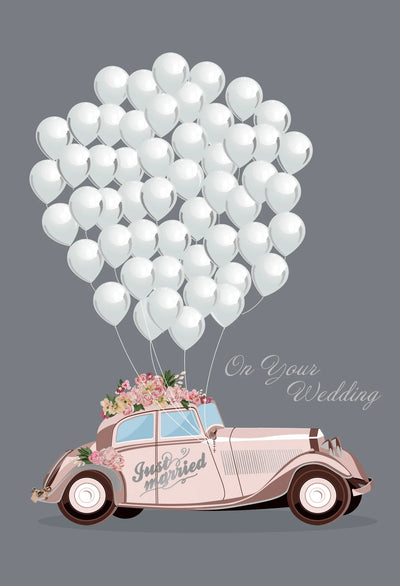 Just Married Balloons Wedding Card - Lemon And Lavender Toronto