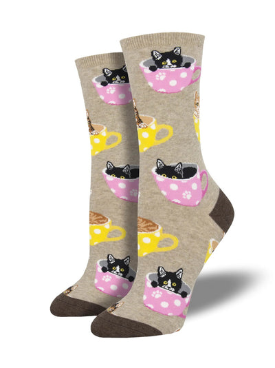 Ladies Cat-Feinated Socks - Lemon And Lavender Toronto