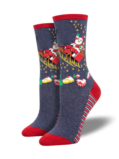 Ladies Christmas Santa Sleighing It Socks - Lemon And Lavender Toronto