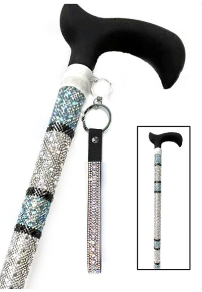 Sparkling Champagne Lightweight Crystal Rhinestone Bedazzled Fashion Cane -  Fashionable Rhinestone Bling Wooden Walking Stick for Balance Assistance