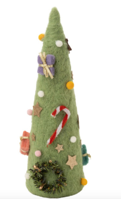 Large Felt cone tree with assorted Christmas decorations - Lemon And Lavender Toronto
