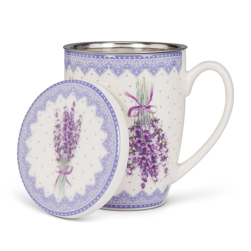 Lavender Print Covered Mug & Strainer - Lemon And Lavender Toronto