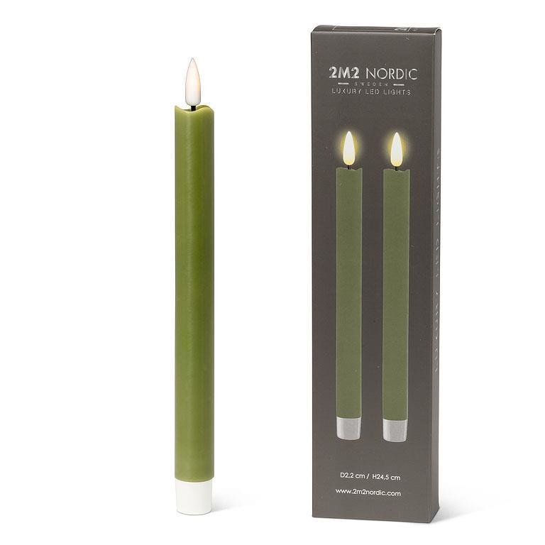 LED Taper Candle. Set of 2-Green - Lemon And Lavender Toronto