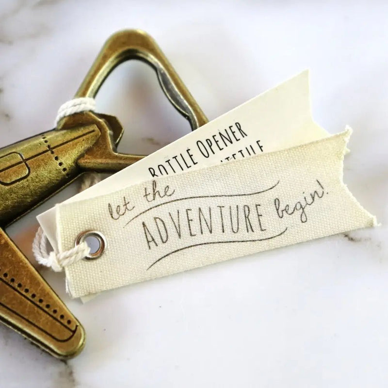 "Let the Adventure Begin" Airplane Bottle Opener Gift Favour - Lemon And Lavender Toronto