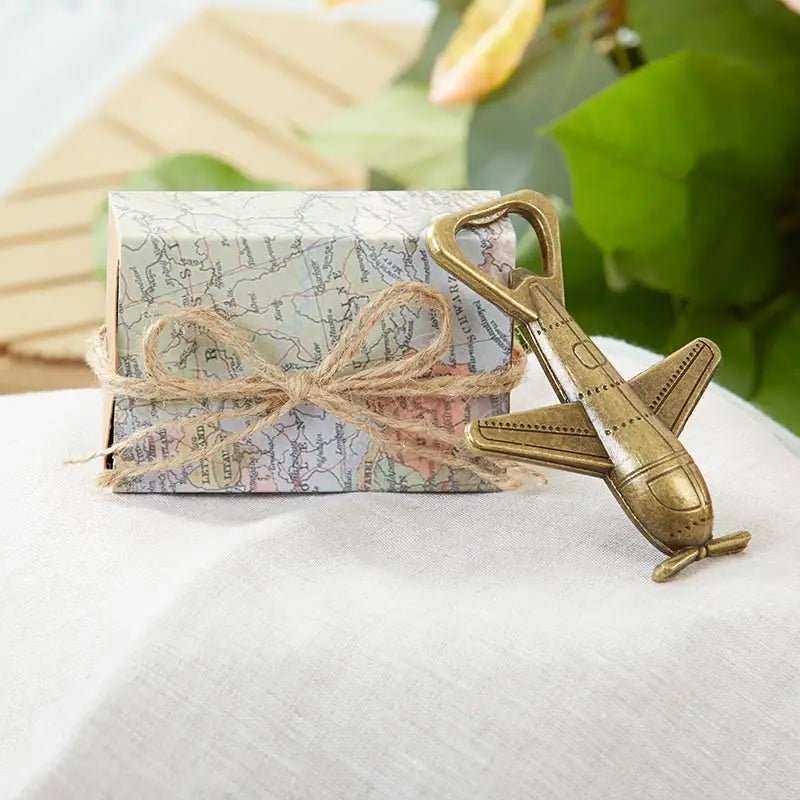 "Let the Adventure Begin" Airplane Bottle Opener Gift Favour - Lemon And Lavender Toronto