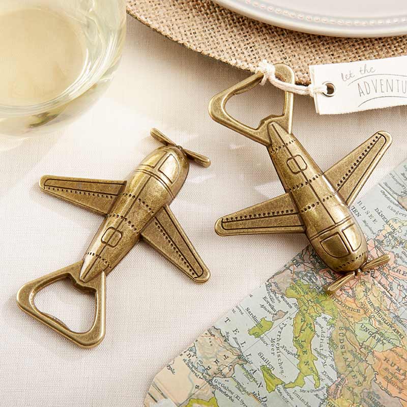 "Let the Adventure Begin" Airplane Bottle Opener Gift Favour - Lemon And Lavender Toronto