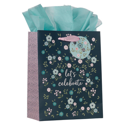 Let's Celebrate Blue Floral Medium Gift Bag - Lemon And Lavender Toronto