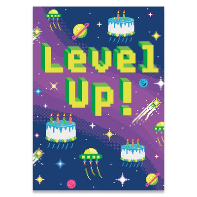 Level Up Neon Happy Birthday Card - Lemon And Lavender Toronto