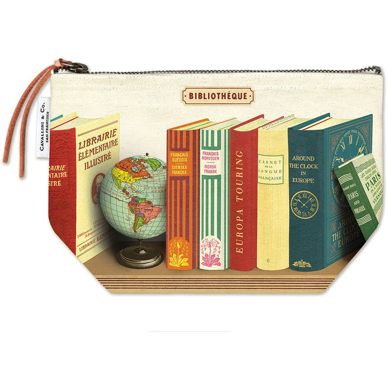 Library Books Vintage Pouch - Cavallini - Lemon And Lavender Toronto